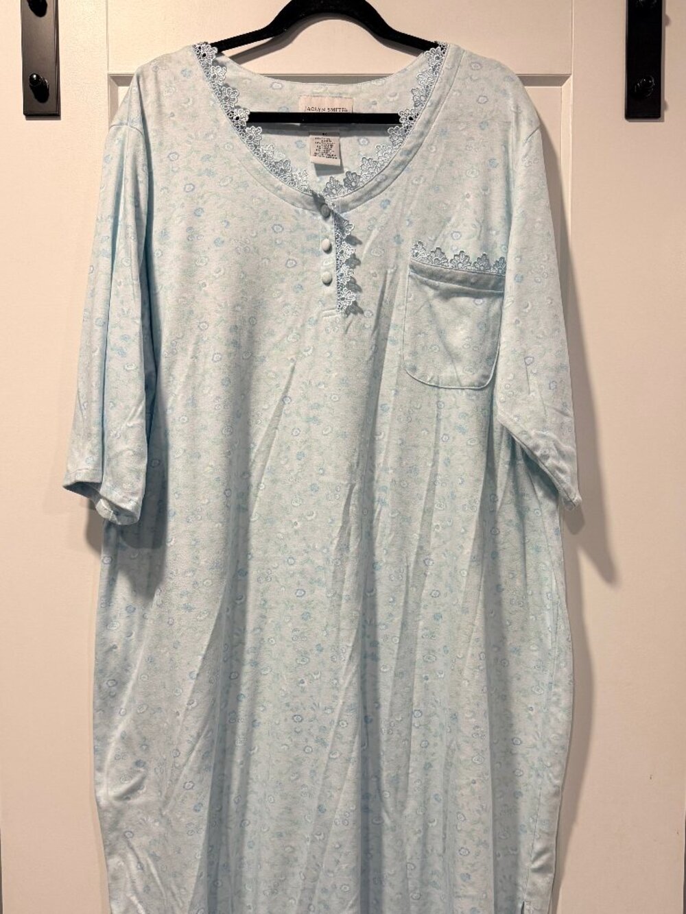 Vintage Jaclyn Smith Light Blue Floral Knit Nightgown